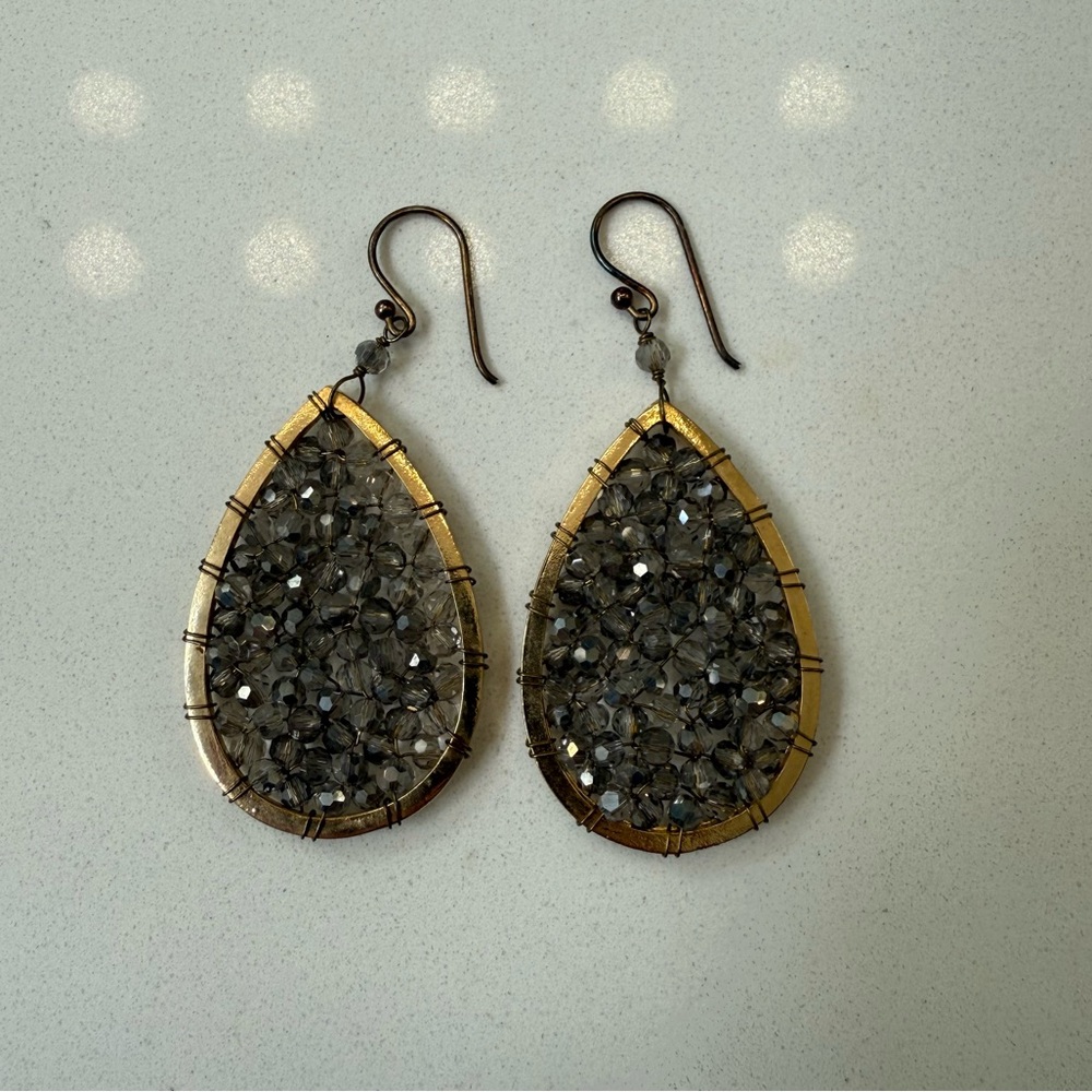 Clustered Bead Teardrop Earrings